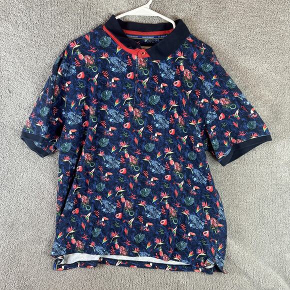 A Fish Named Fred Polo Shirt Mens 3XL Tropical Print Short Sleeve Fresco Freddy - Picture 1 of 14